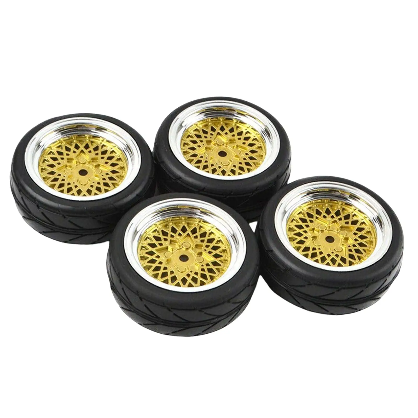 4 Pieces 1/10 Rubber Wheel Rim and Tires Spare for HSP HPI RC Car Crawler Vehicles