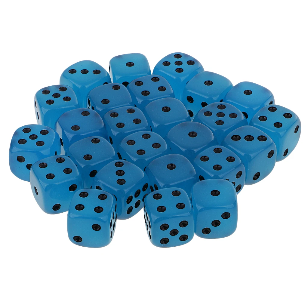 25pcs/Pack 6 Sided D6 Glow Points Spot Dice Role Play Game Dice 1.6cm