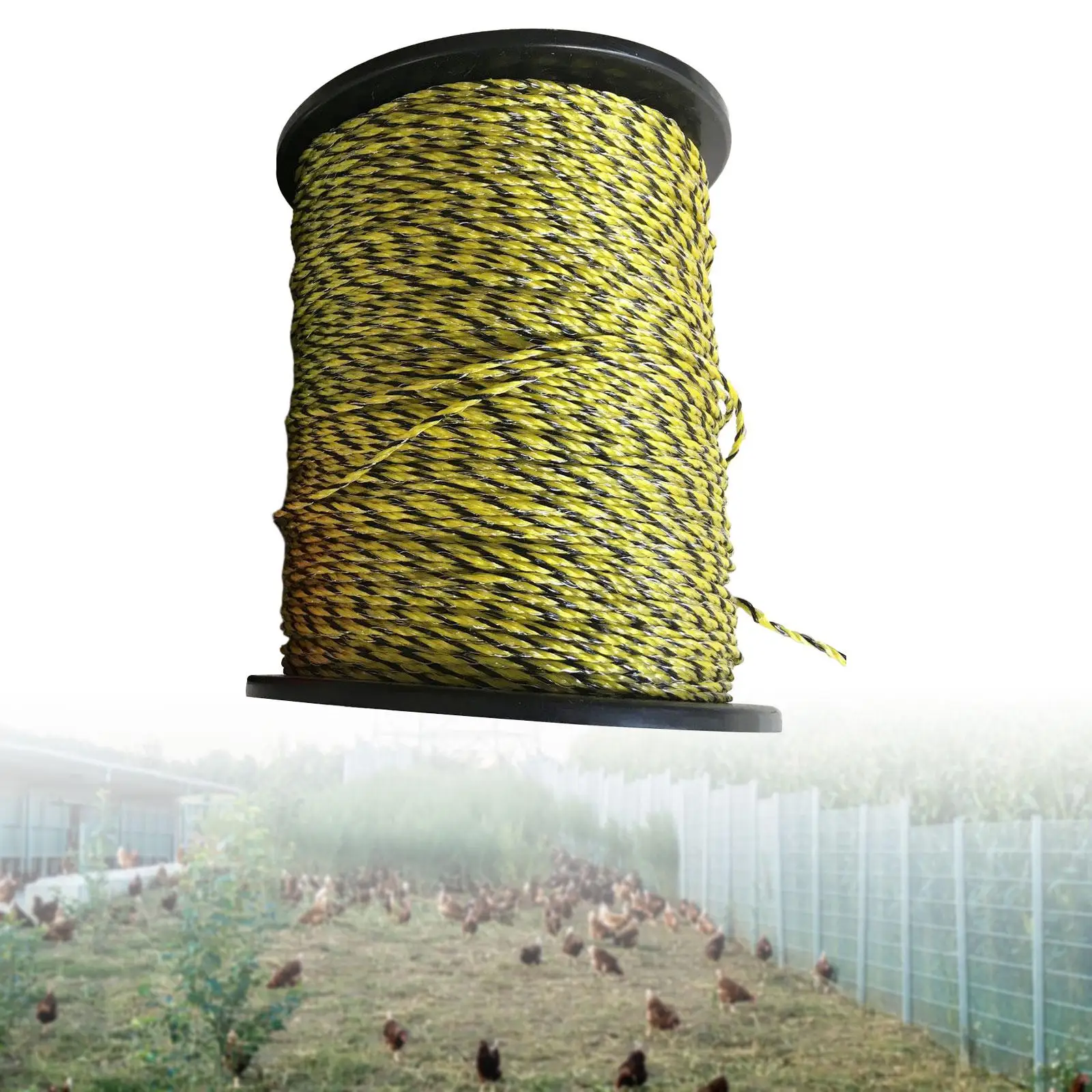 Fence Polywire 400M Reliable Conductivity Animal Rustproof Sheep Horse Cattle for Electric Fencing Polyrope Electric Fence Rope