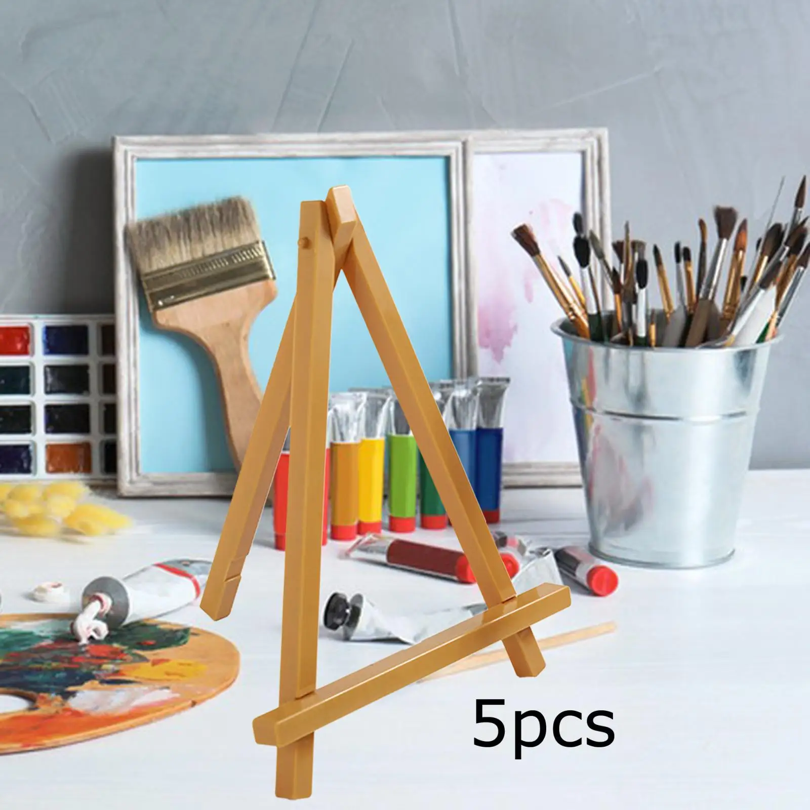5x Mini Wooden Easel Holder Posters Photo Picture Cemetery Number Card Stand Art Boards for Painting Canvas Tripod Display Easel