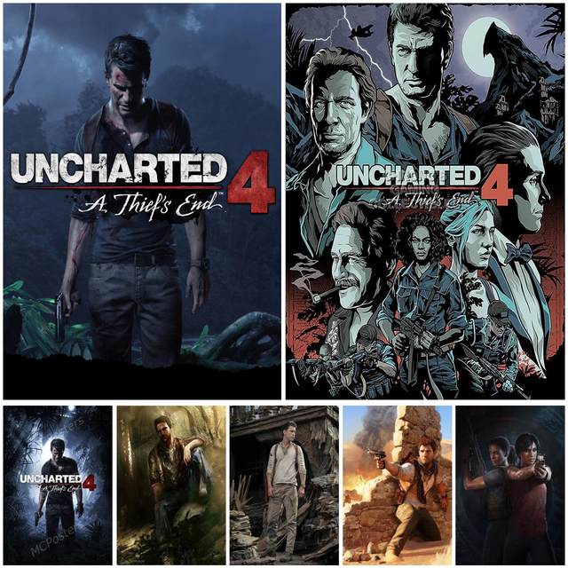 Uncharted 4 A Thief's End PlayStation 4 PS4 Small Promo Poster / Ad Page  Framed