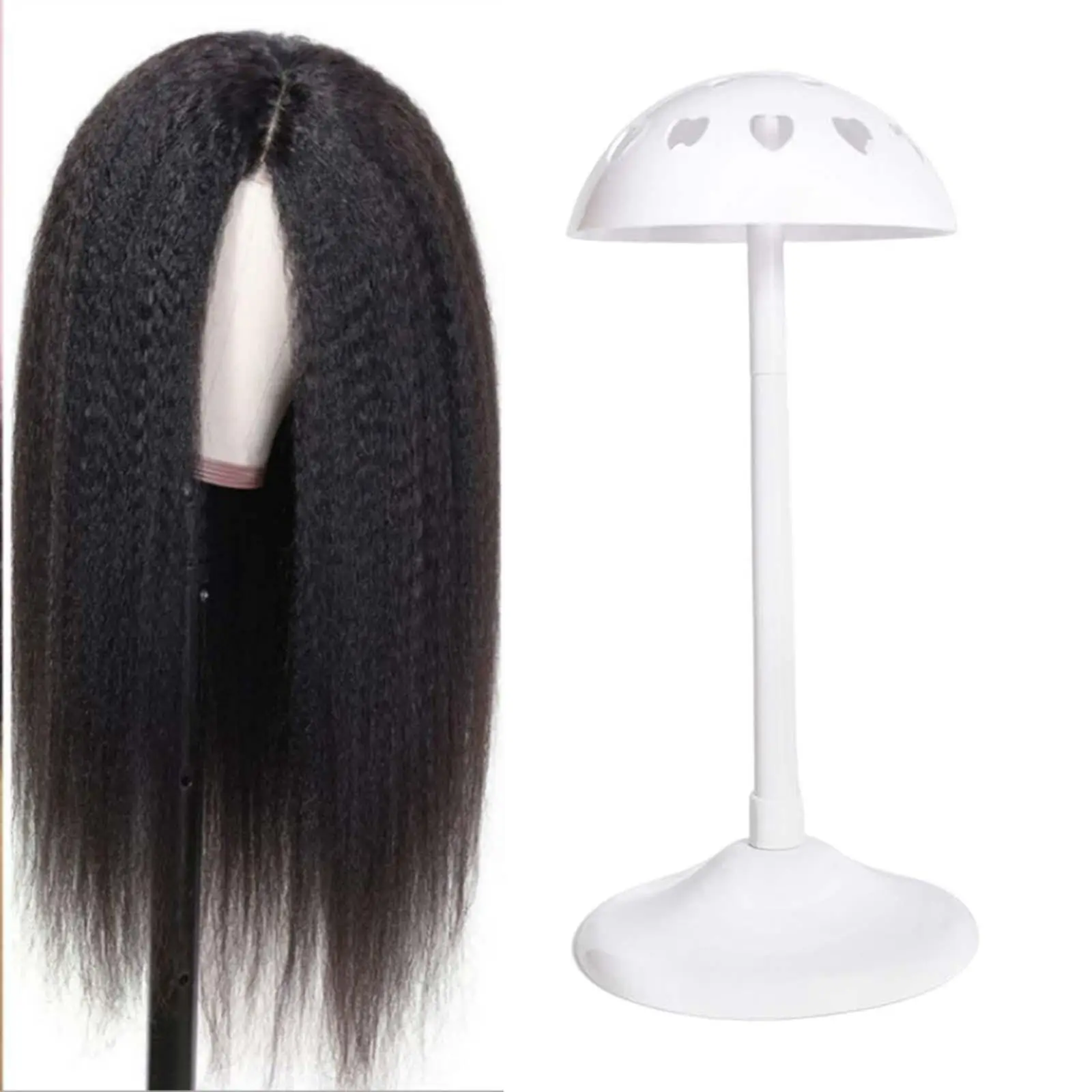 PP Wig Hat Display Stand Adjustable Height Practical Round Stable Bottom for Hairdresser Barber