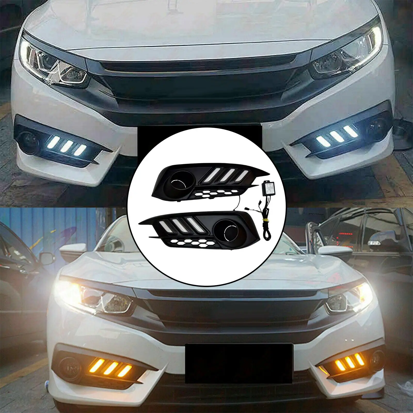 2x LED Daytime Running Light Assembly for Honda Civic 10TH Gen Sedan