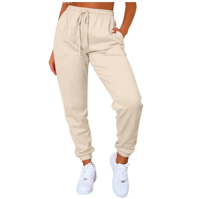 Pantalones deportivos holgados para mujer, pantalón de chándal informal, de  cintura alta, Color sólido - AliExpress