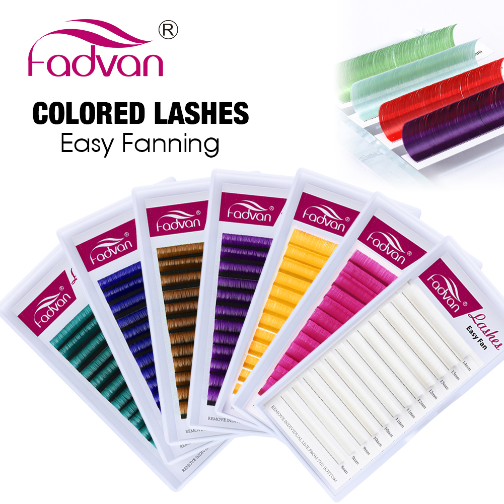 Best of Fadvan Colored Eyelashes Extension Easy Fanning Red Green Blue Brown Purple Colorful Auto Blooming Makeup Lashes 15-20mm Long Reviews & Tips