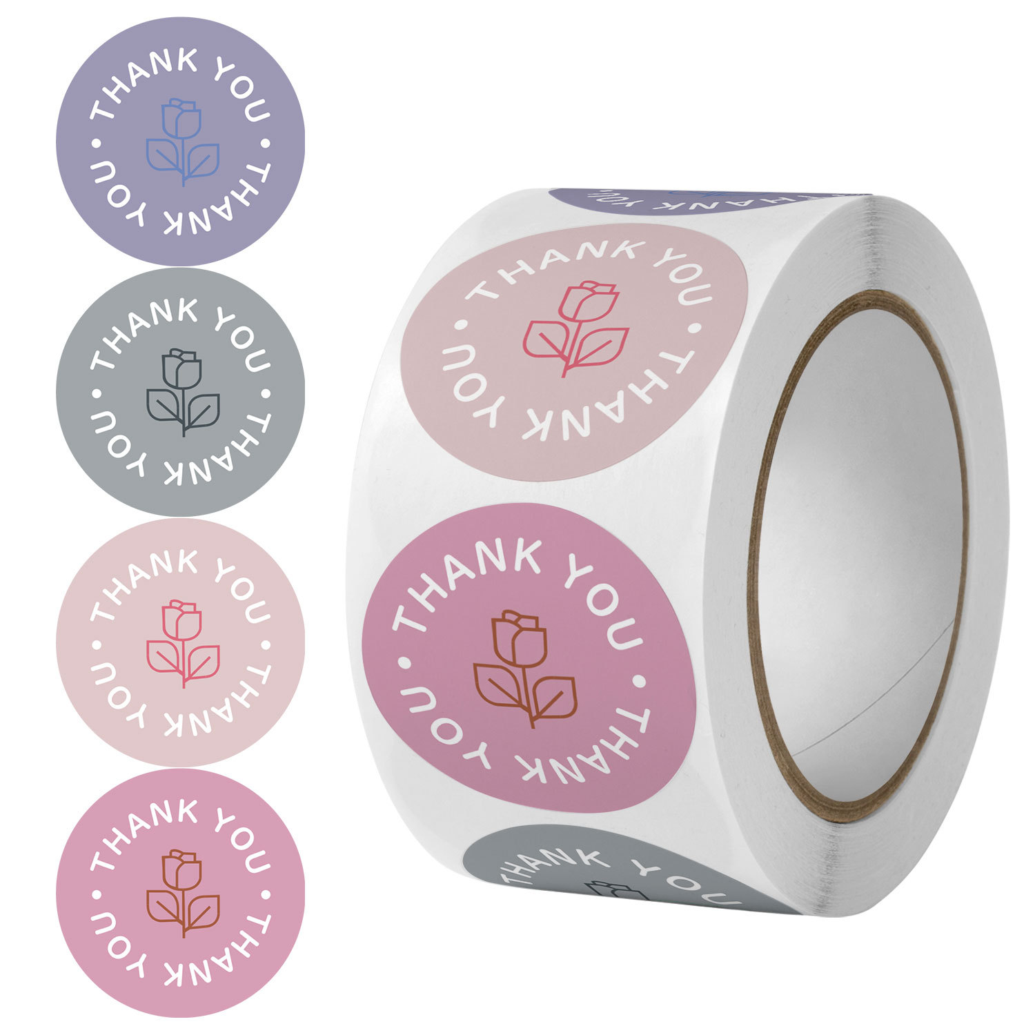 100–500 Stück Dankeschön-Aufkleber für Siegeletiketten, runde, florale, mehrfarbige Etiketten, handgefertigte Aufkleber für Geschäftsangebote, Schreibwarenaufkleber – Detail 1