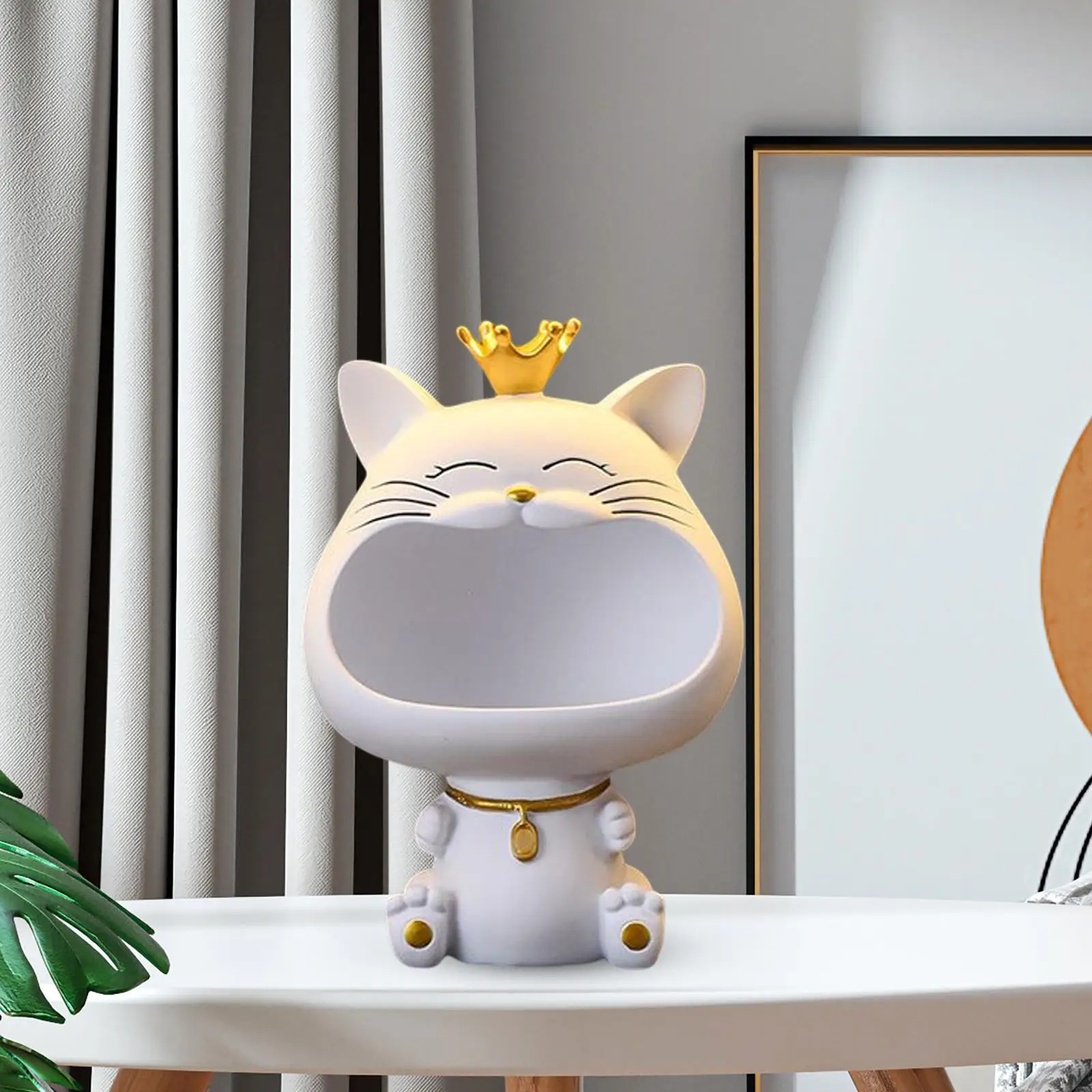 Modern Cat Figurine Snack Holder Abstract Sculpture Candy Sorting Storage Box for Party Home Office Decoration Birthday Gift