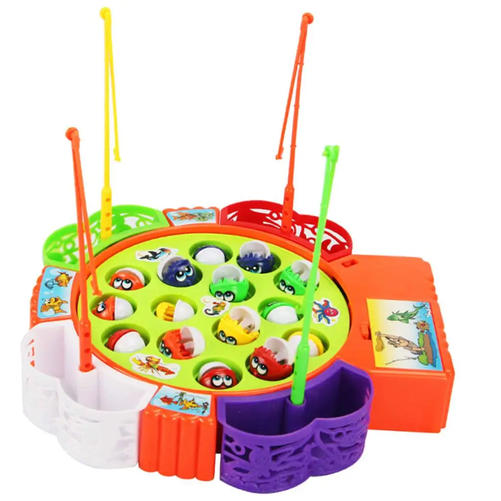 Musical Electric Fishing Game Set with 15 Fishes Toy for Boys Girls