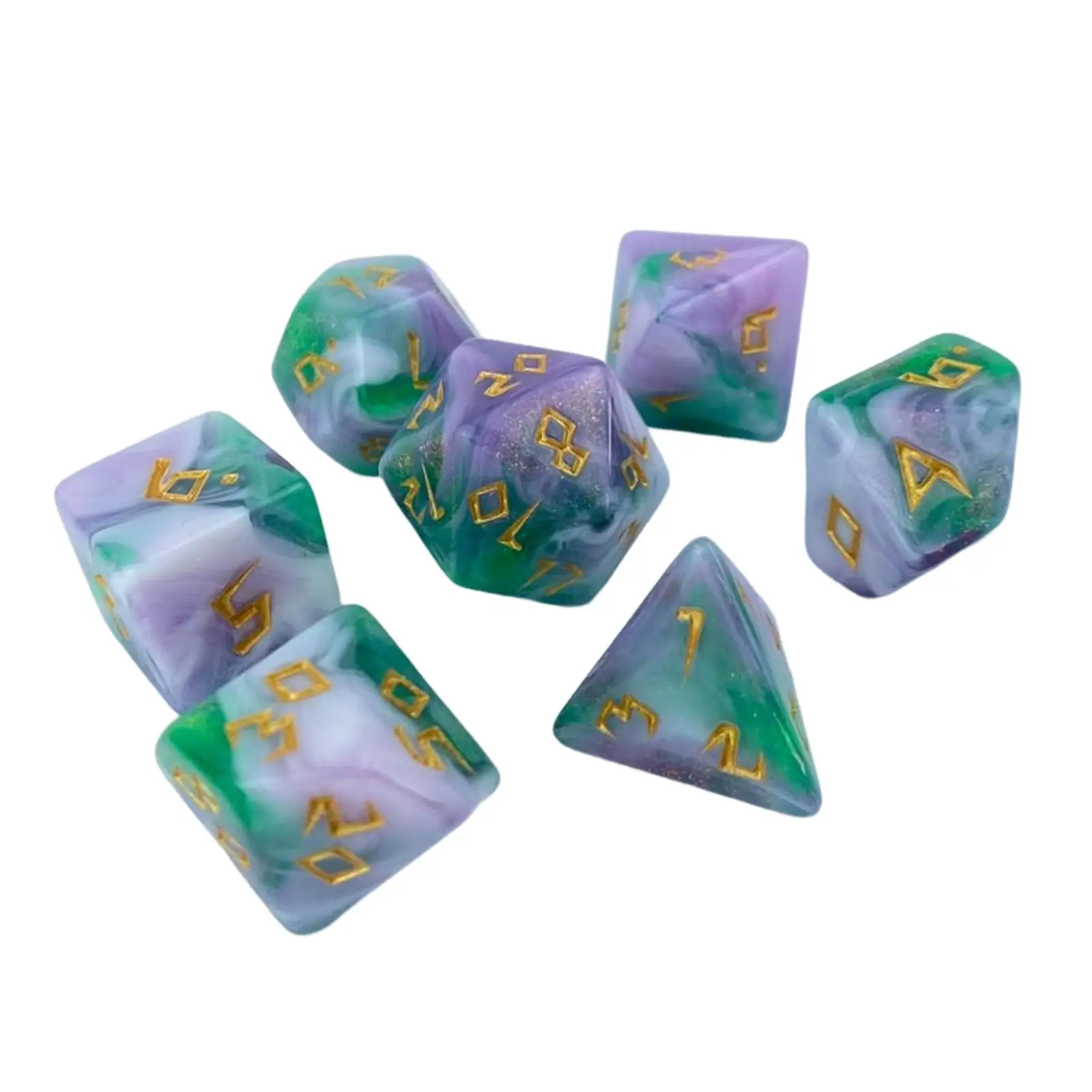 7x Gaming Dice, Multi Sided Dices, Acrylic Polyhedral Dice, for Role Playing Table Game