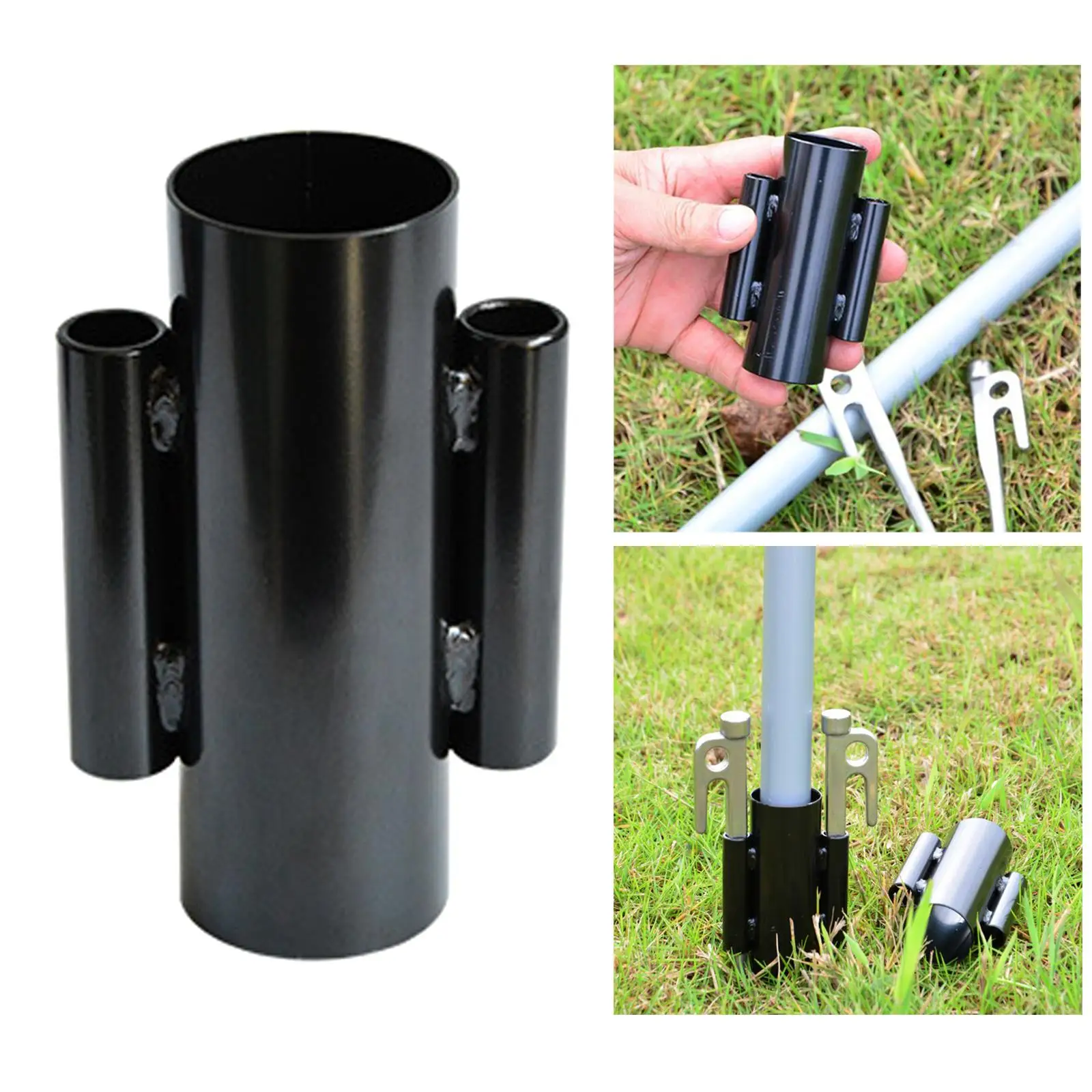 Awning Rod Holder Metal Windproof Tarp Pole Fixator for Outdoor Camping Fishing Hiking