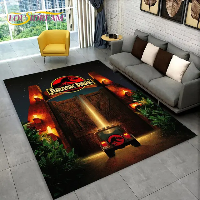 3D Cartoon Jurassic Park Dinosaur Area tappeto grande, tappeto per  soggiorno camera da letto divano zerbino Decor, tappetino antiscivolo per  bambini - AliExpress