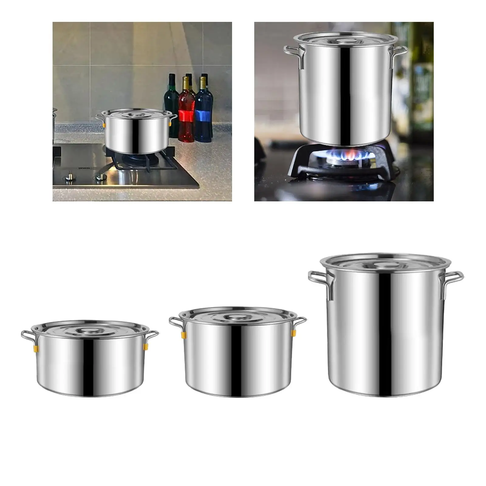 Composite Bottom Stockpot Oil Bucket Double Handle Cater Stew Soup Boiling Pan Stainless Steel Soup Pot for Commercial Canteens