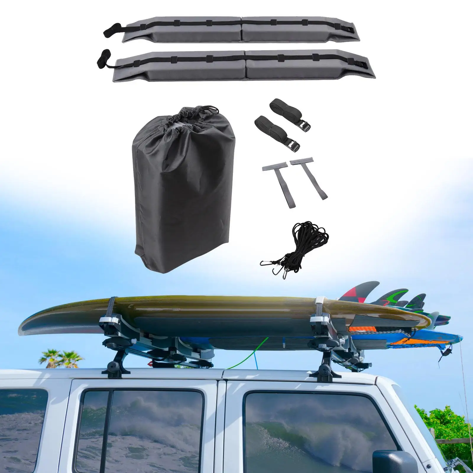 Universal Soft Roof Rack Pads Luggage Carrier System for Kayak Heavy Duty