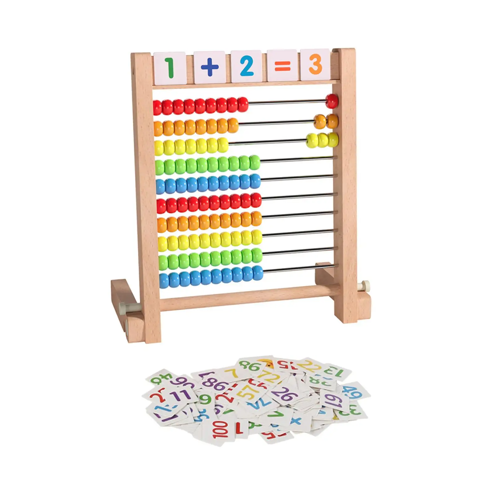 Wooden Abacus Ten Frame Set Smooth Edges Educational Counting Frames Toy for Elementary Toddlers Kids Children Boys Girls