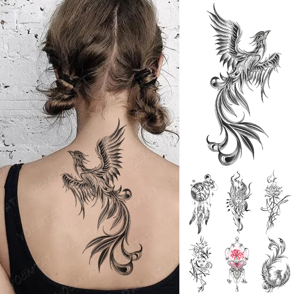 Best of Waterproof Temporary Tattoo Sticker Fire Phoenix Bird Dragon Animal Black Geometric Festival Body Art Arm Fake Tattoos Men Women Reviews & Tips