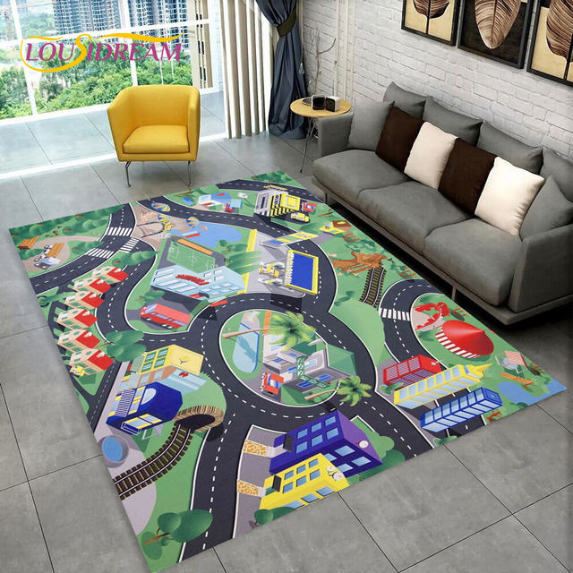 Alfombras Tapetes Para Niños 130 * 100 CM Mapa Del Estacionamiento 83 * 58  CM Mapa De La Ciudad De La Alfombra De La Carretera Señales De Tráfico  Alfombra De Juegos Para Bebés Juguetes De 32,78 €