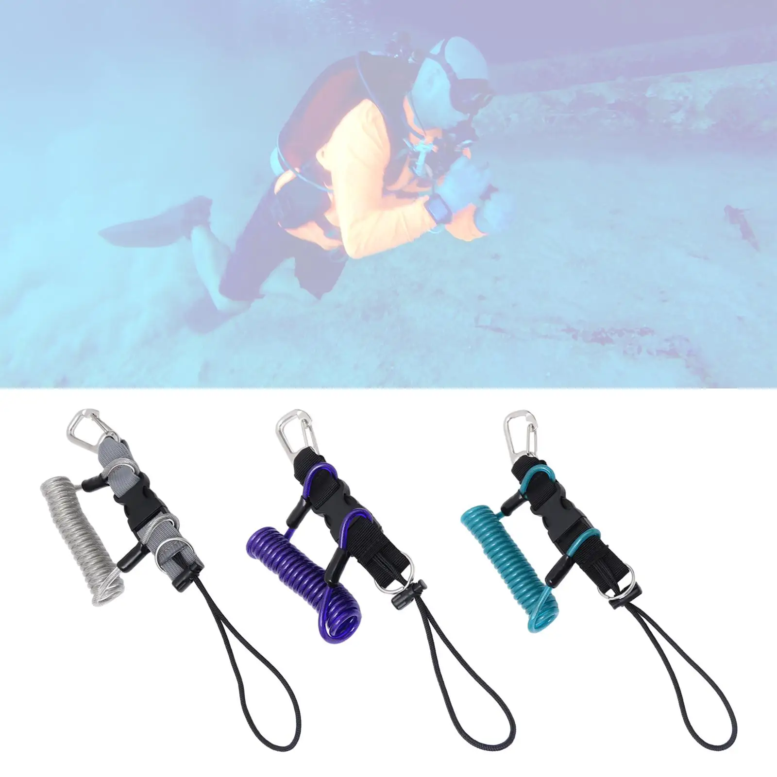 Scuba Diving Lanyard Wristband Safety Rope with Hook Professional Freediving Rope Lanyard for Underwater Tools Lights Paddles
