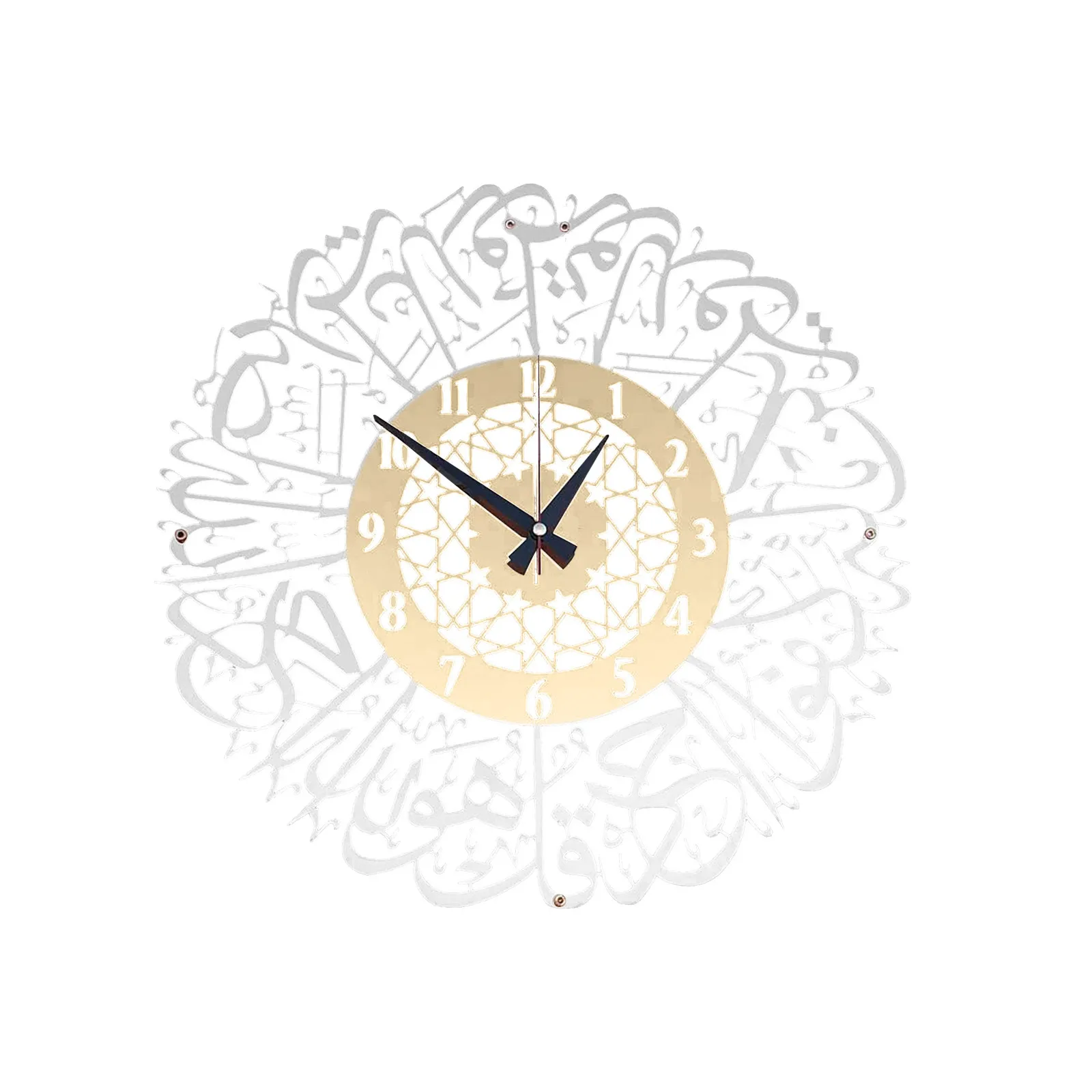 30cm Vintage Wall Clocks Home Acrylic Mirror Decoration Arabic Calligraphy Art Indoor Wall Clock Pendant Wall Clock For Home