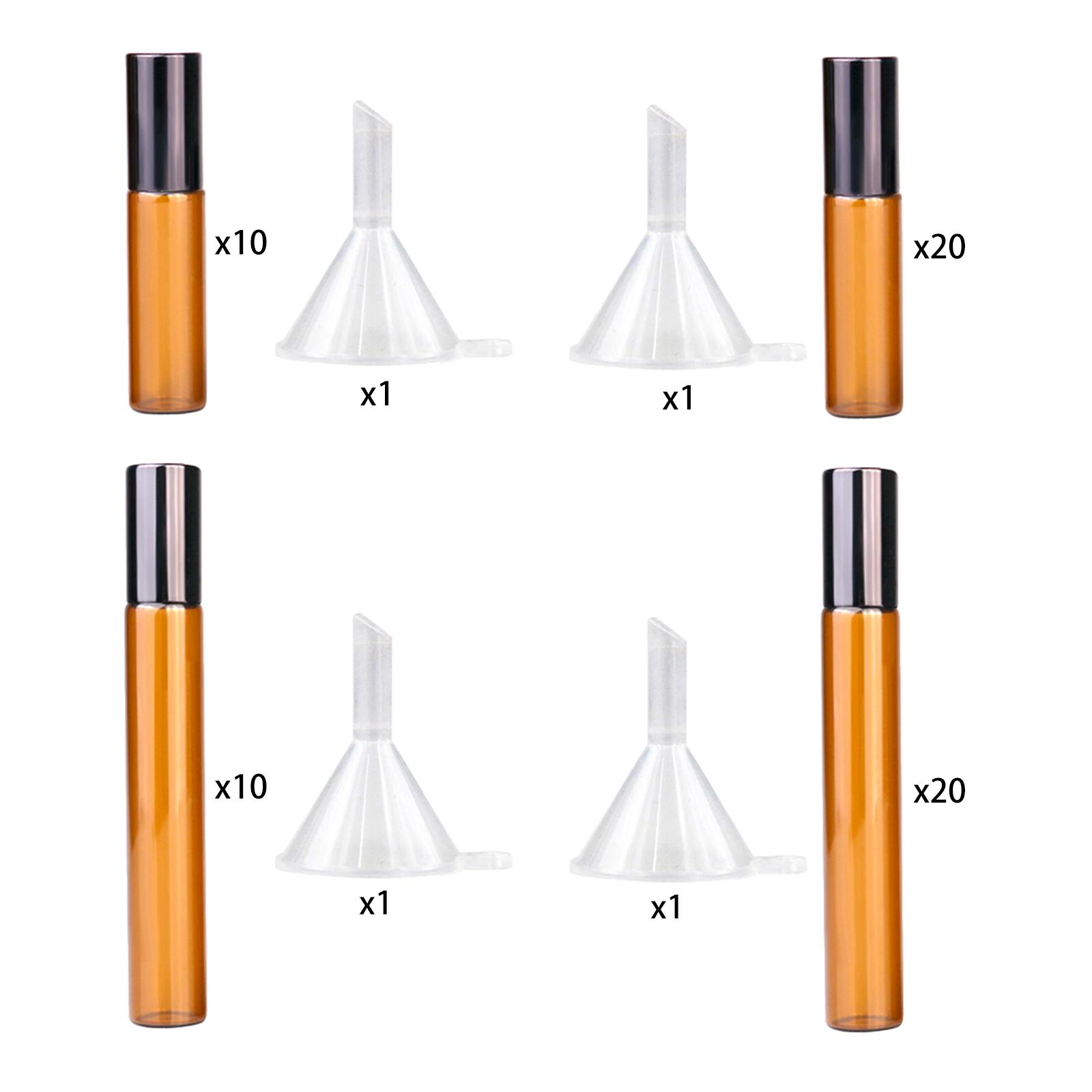 Essential Oil Roll On Bottles Roller Ball Bottles with Funnel Natural Deodorant Fragrance Liquid Reuse Amber Travel Bottles