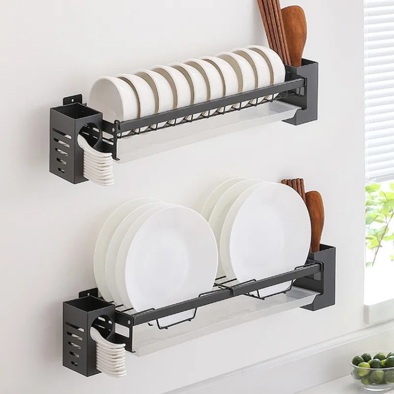 Kitchen sink shelf Dish drain rack with cabinet door Storage