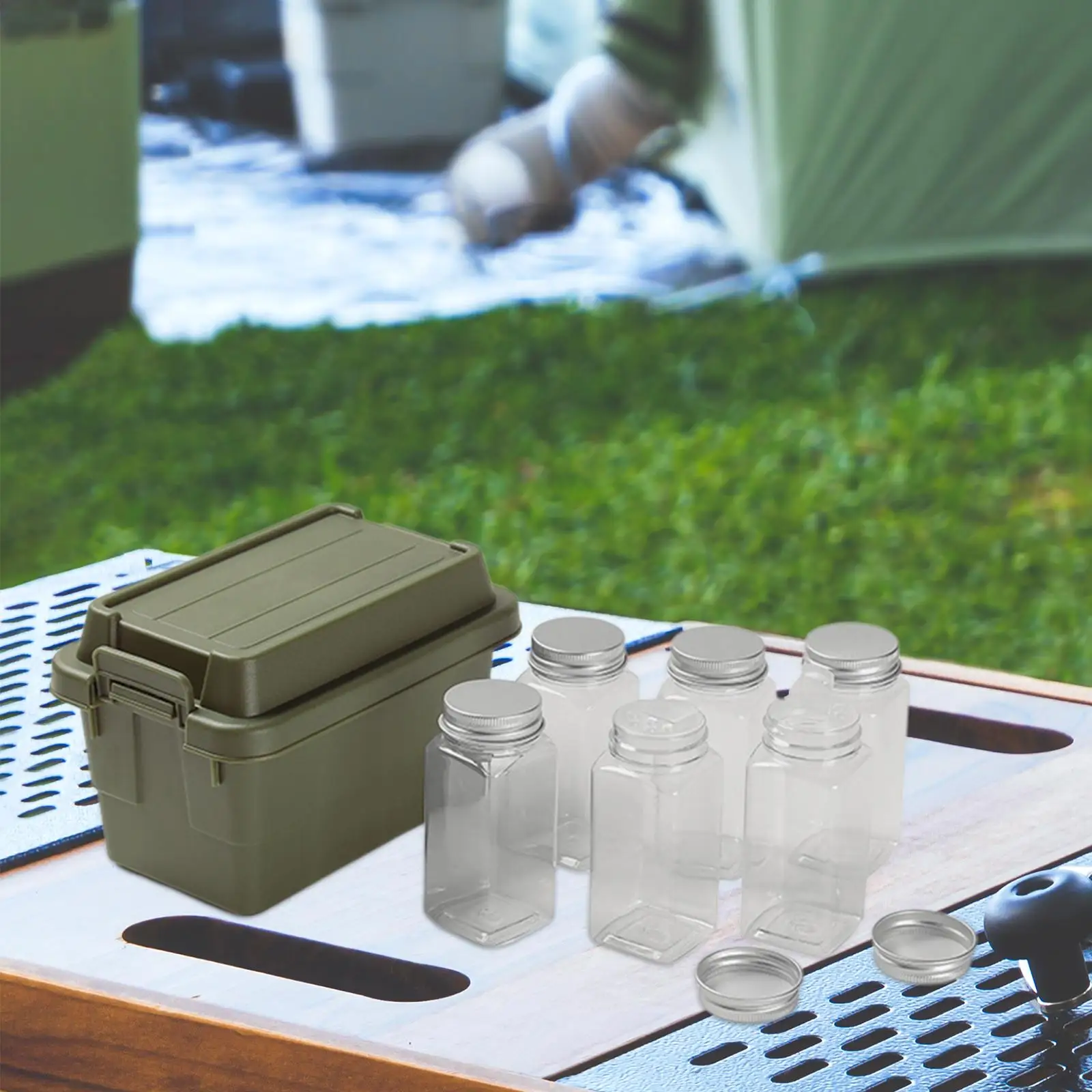 6Pcs Camping Spice Jars Sauce Storage Spice Condiment Dispenser Portable Spice Organizer for Picnic BBQ Outdoor