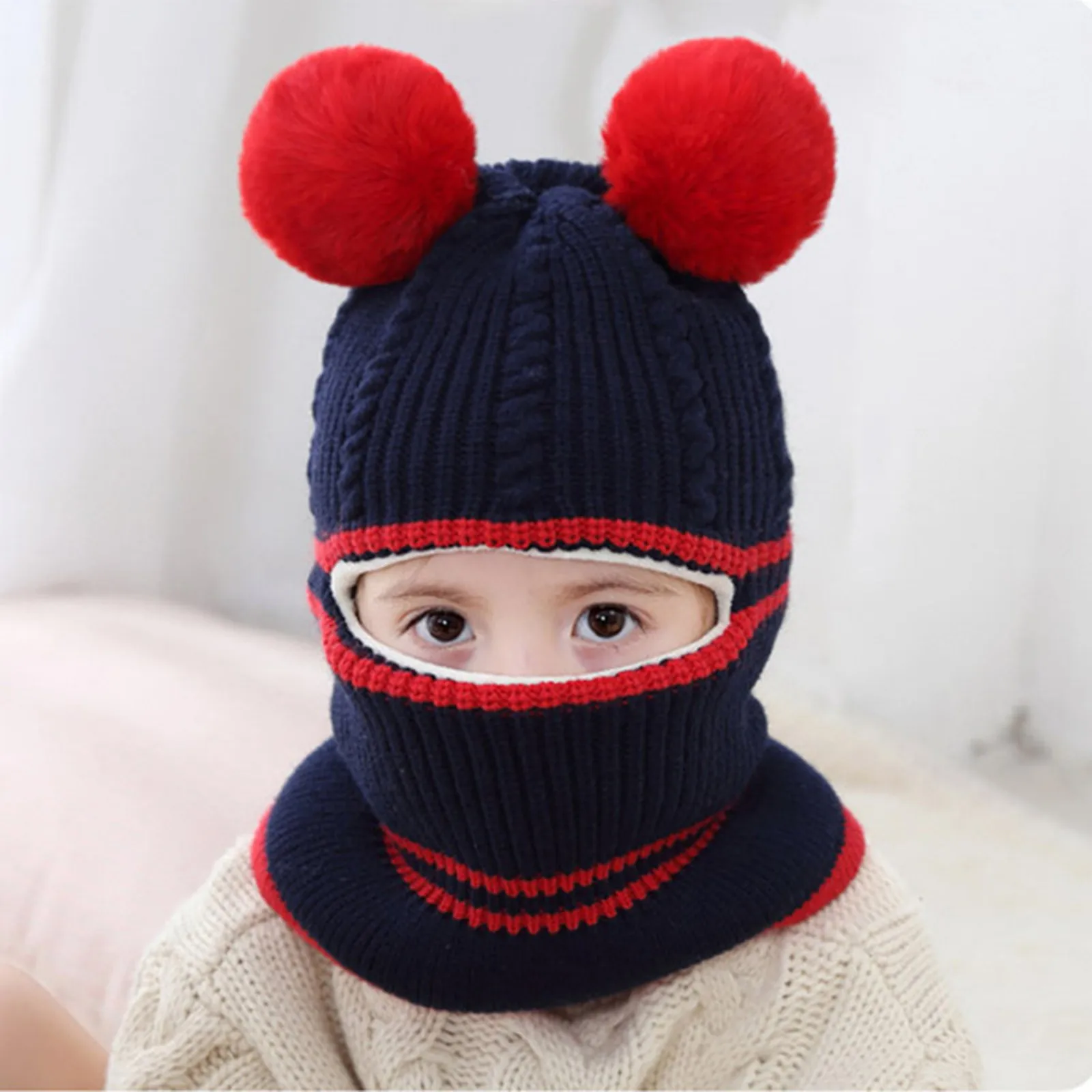 baby accessories clipart Windproof Warm Ski Cycling Knitted Caps Balaclavas Thermal Mask Thick Hat Face Children's Hat Kids Hat baby glasses