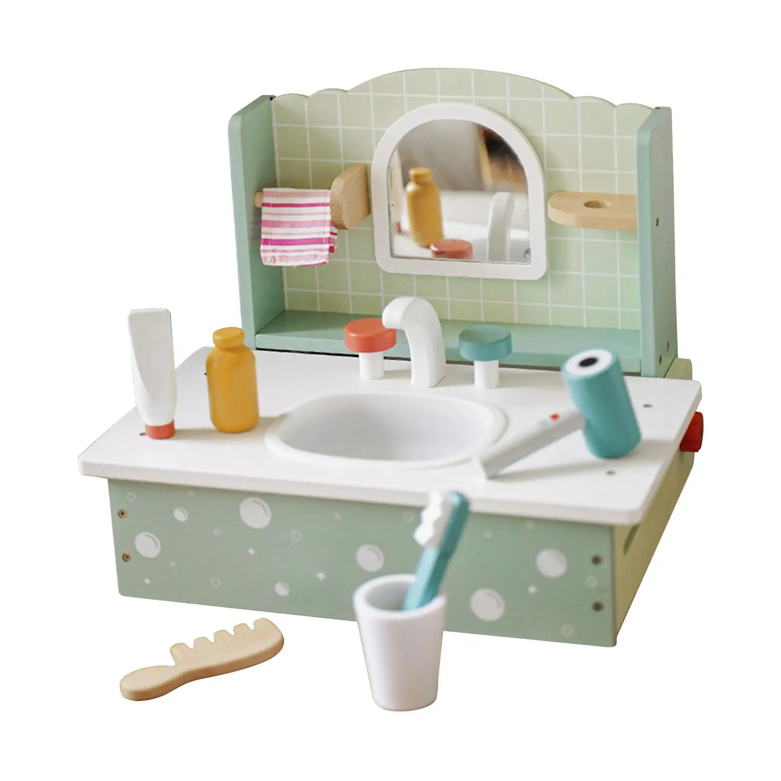 Makeup Beauty Dressing Table Washing Basin Toy Set Table Dresser Set Playset Kids Makeup Vanity Toy for Children Birthday Gifts
