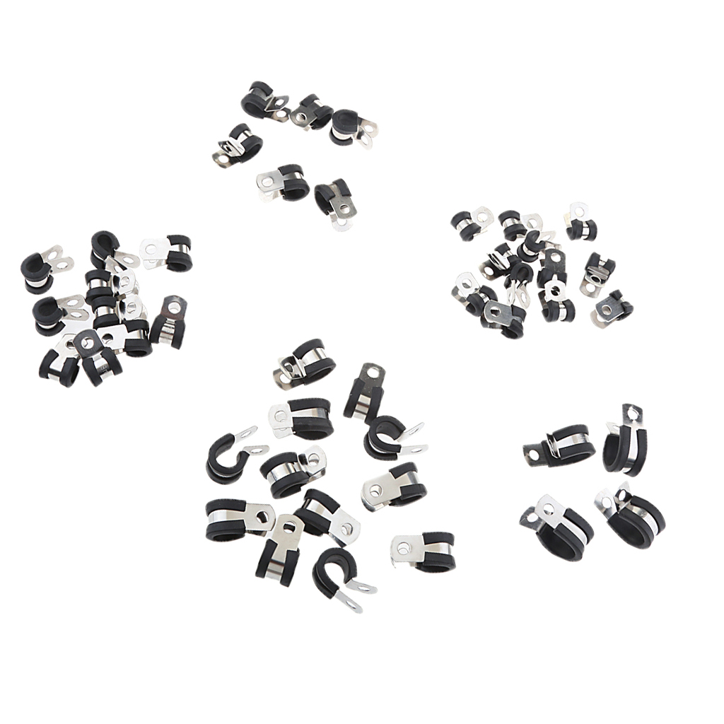 304 Stainless Steel Rubber Cushion Hose Cable  Clamps Assortment