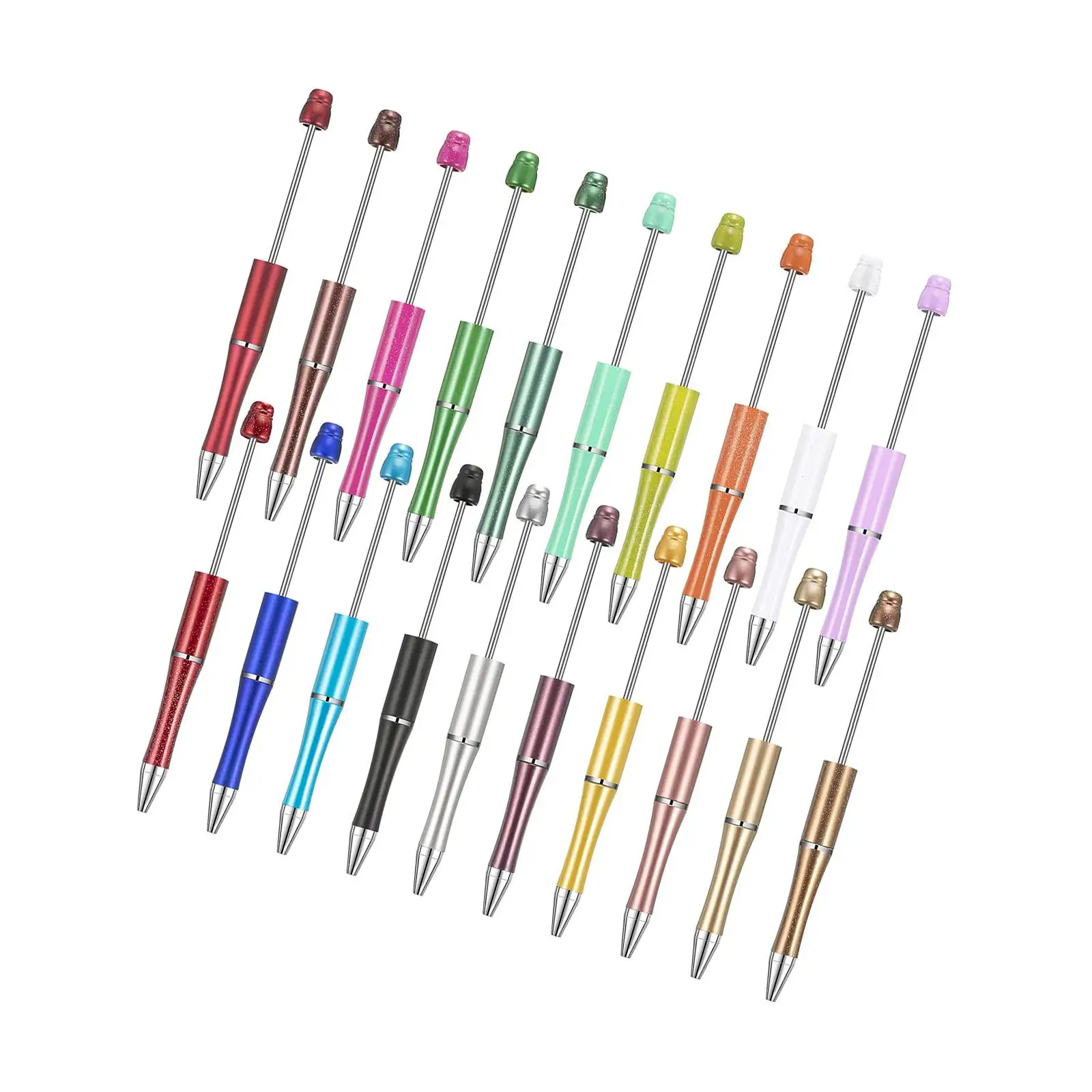 20x Creative Bead Ball Pen Printable Multicolor Ballpoint Pen Beaded Pen for Exam Spare Classroom Draw Kids Gifts Supplies