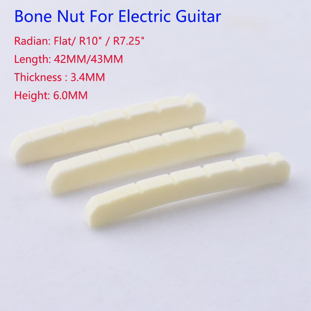 1 stück Echt Schlitz Knochen Mutter Für Elektrische Gitarre (Unten Flach/R 7,25/R10 42MM/43MM * 3,4 MM * 6MM) – Detail 1