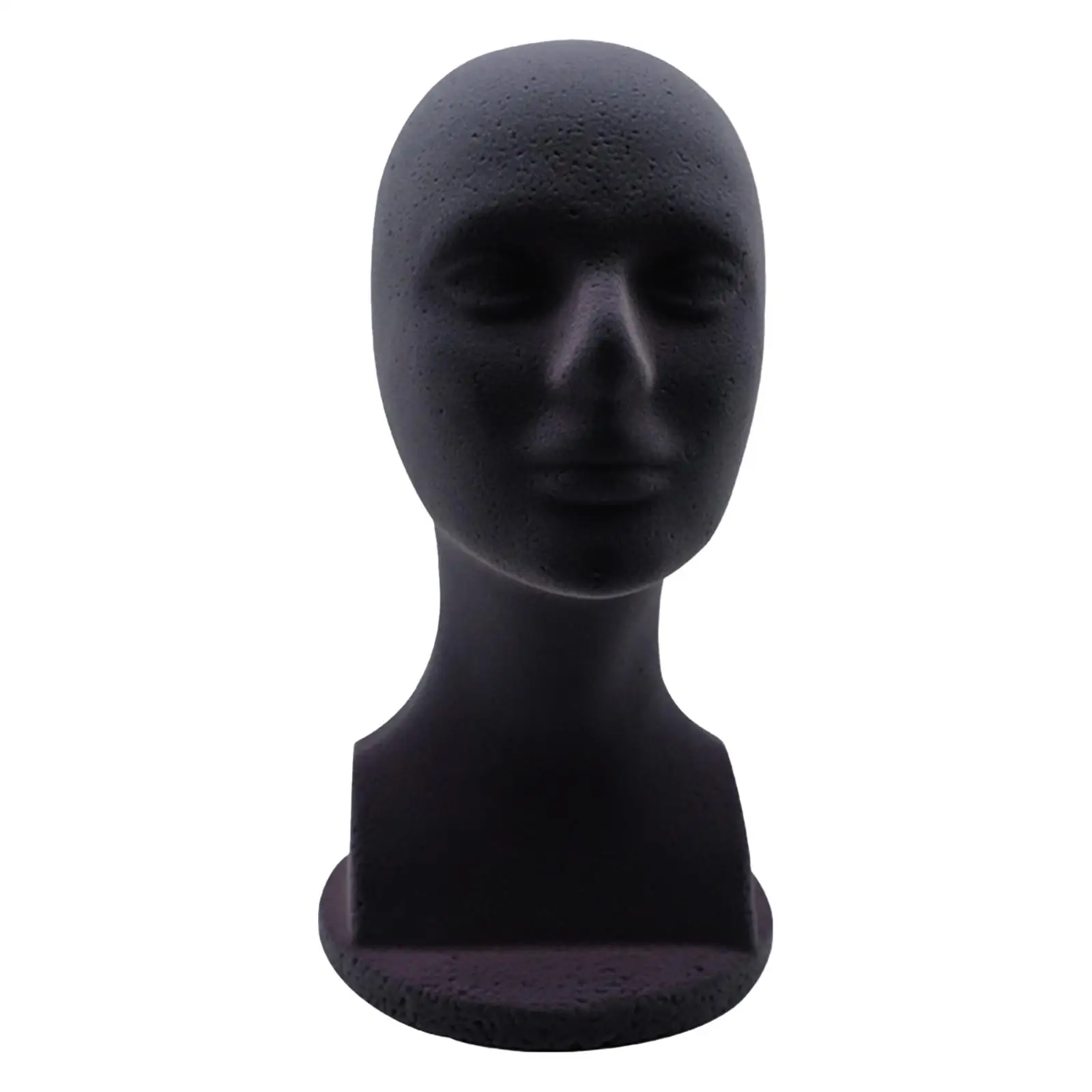 Man Mannequin Head Model Hat Display Stand Black Smooth Surface