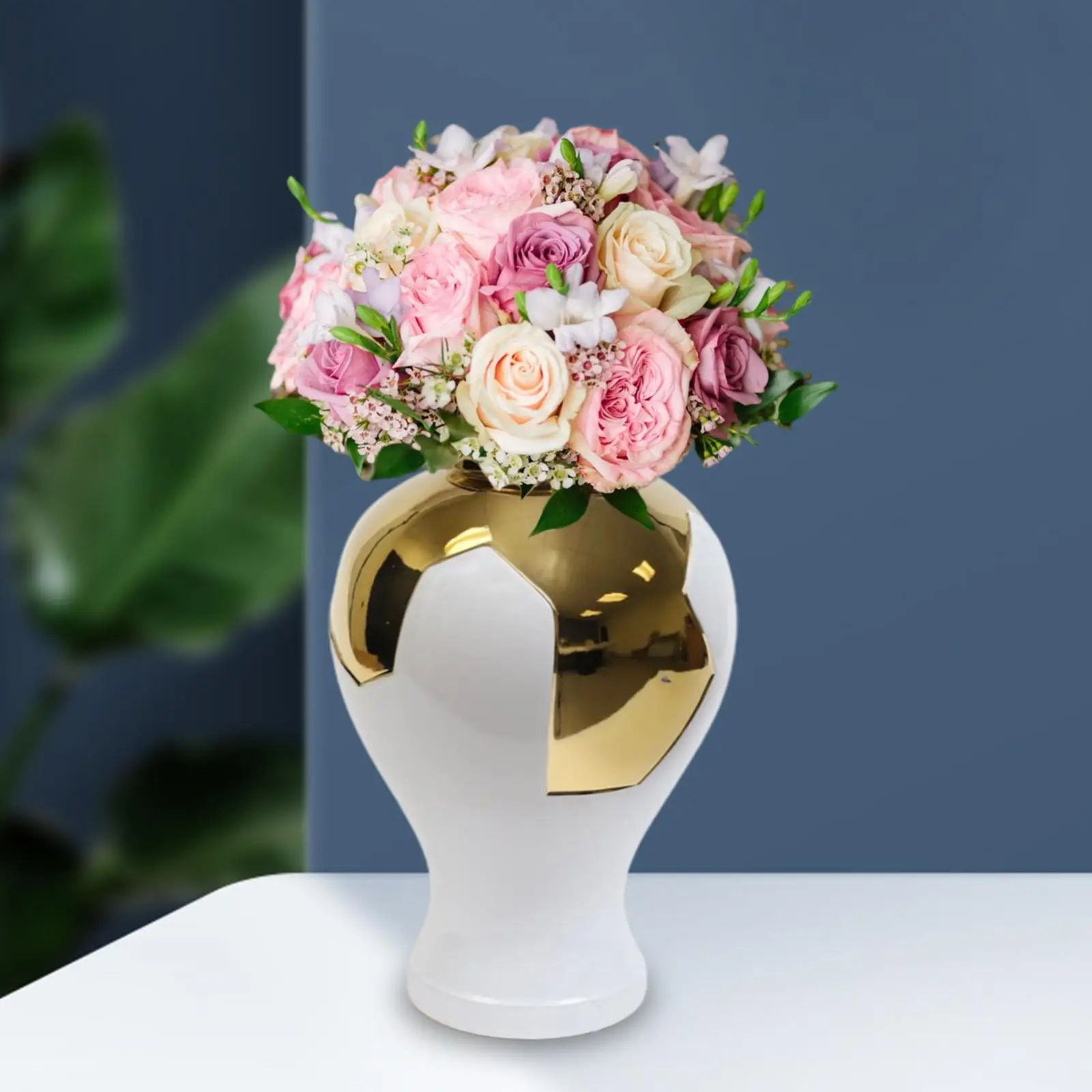 Ginger Jar Collectible Luxury Porcelain Modern with Lid Flower Vase for Floral Arrangement Home Living Room Party