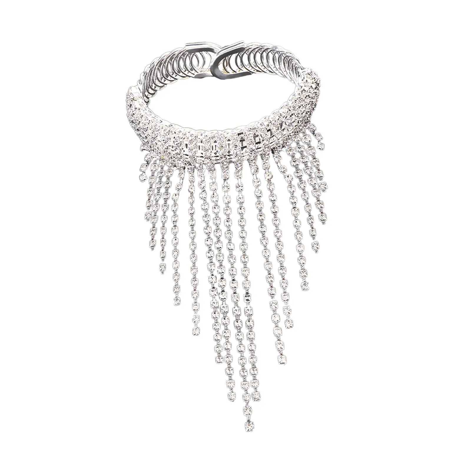 Upper Arm Cuff Bracelet Tassel Chain Silver Armband Armlet for Holiday