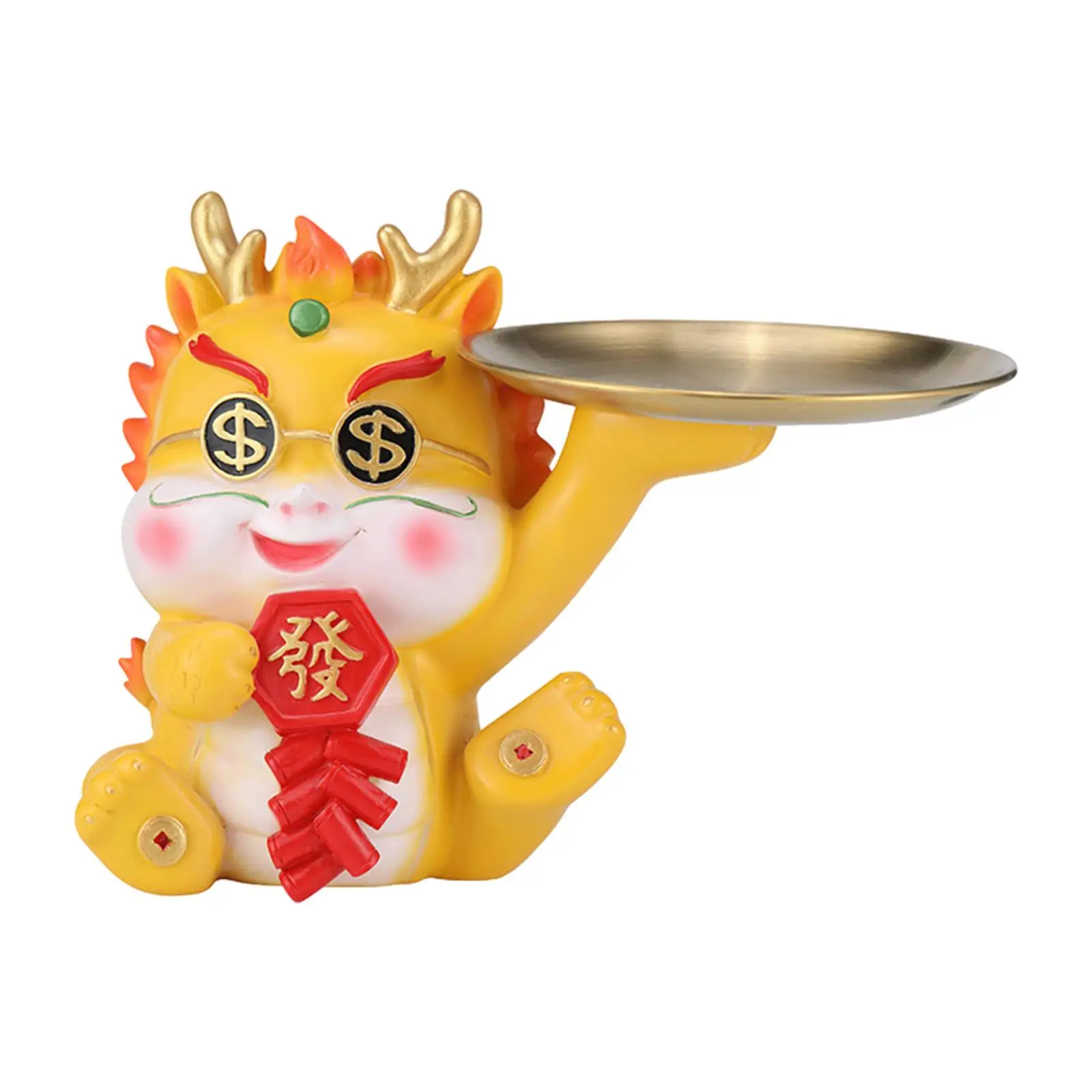 Dragon Statue Multifunctional Sundries Container Tabletop Ornament Piggy Bank for Cabinet Living Room Desktop Shelf Home