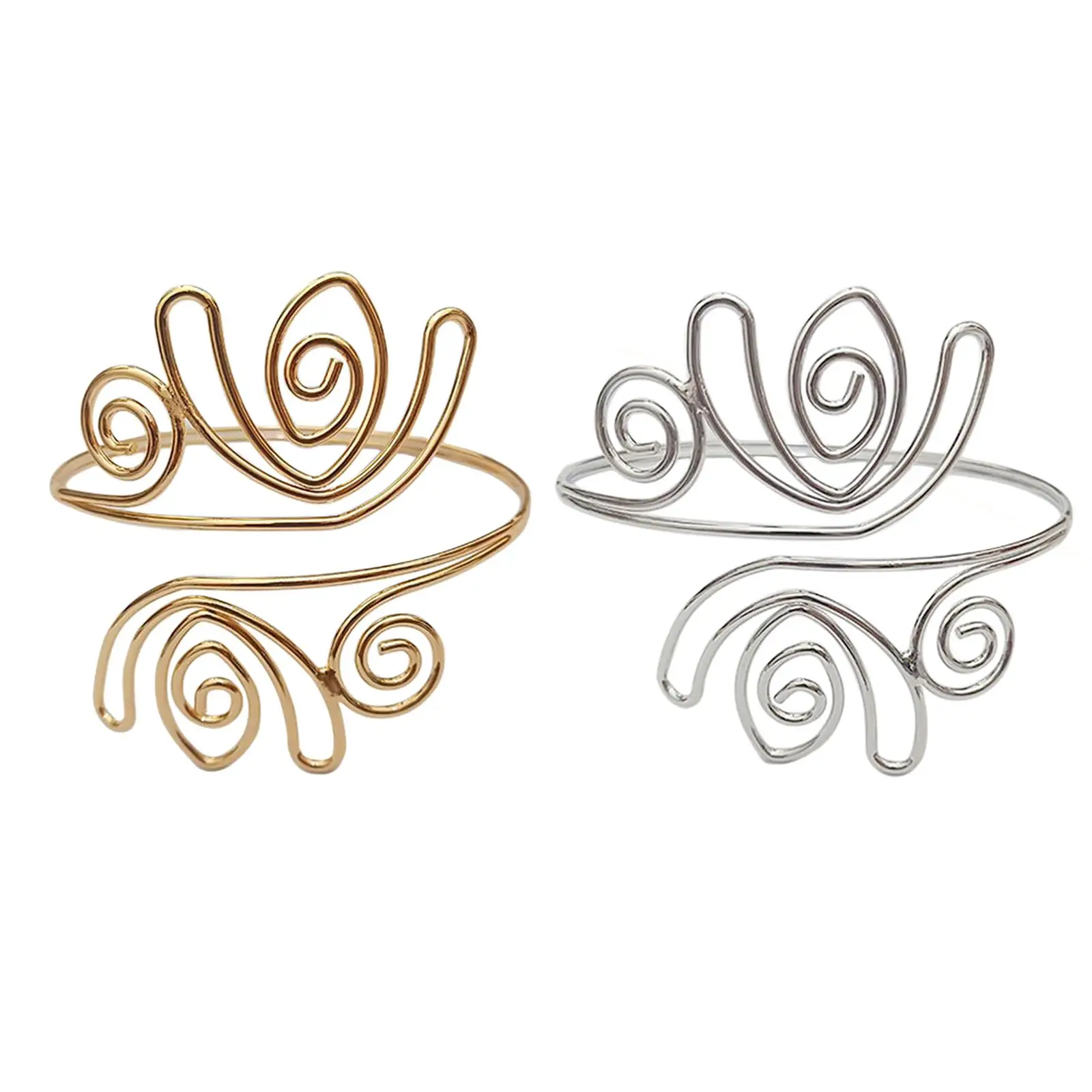 2 Pieces Swirl Upper Arm Cuff Bangle Jewelry Bracelet Armband Beach Jewelry