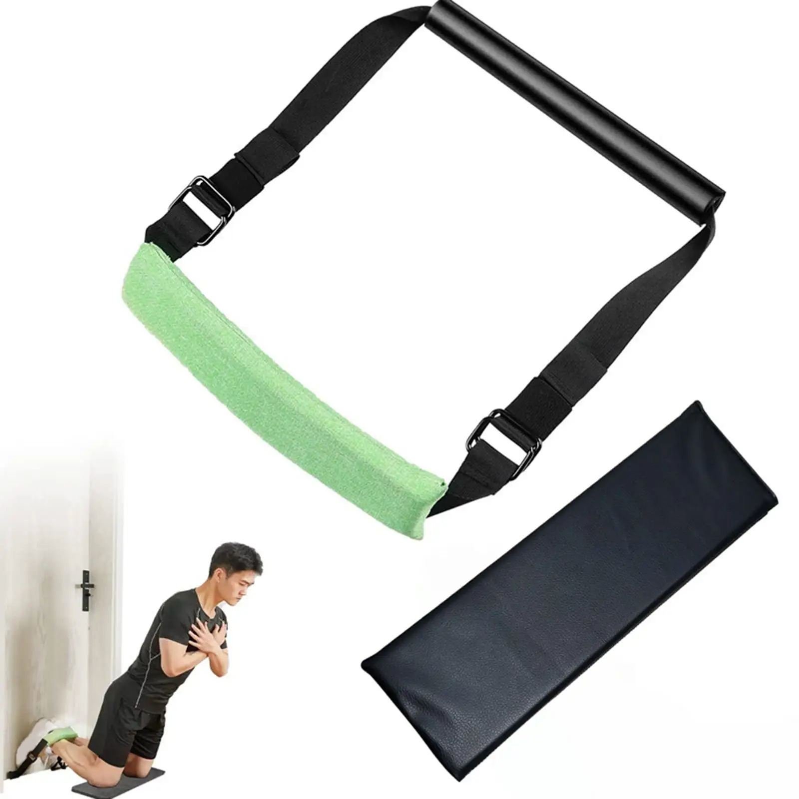 Sit Up Assistant Ab Leg Exercise with Foldling Pad Door Anchor Padded Foot Holder Abdominal Fitness Hamstring Strap Set
