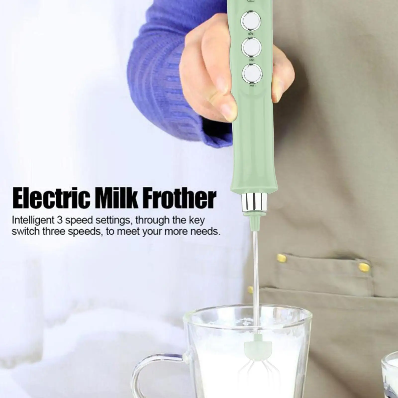Handheld Electricer, Coffee Frother Mixer  Adjustable Egg Whisks, Egg Beater, for Hot  Cappuccino