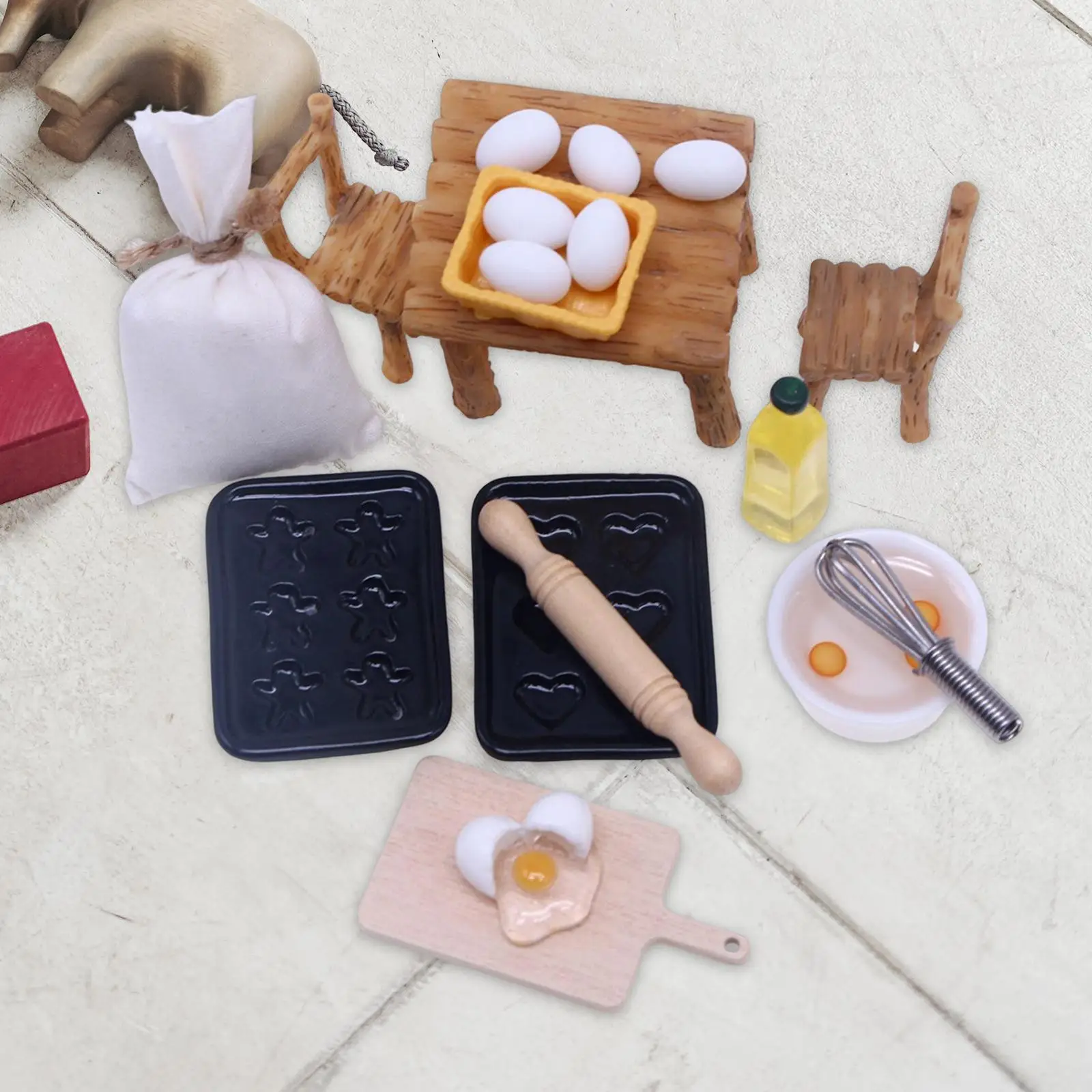 1/12 Dollhouse Miniature Rolling Pin Dollhouse Baking Supplies for DIY Model Handcraft