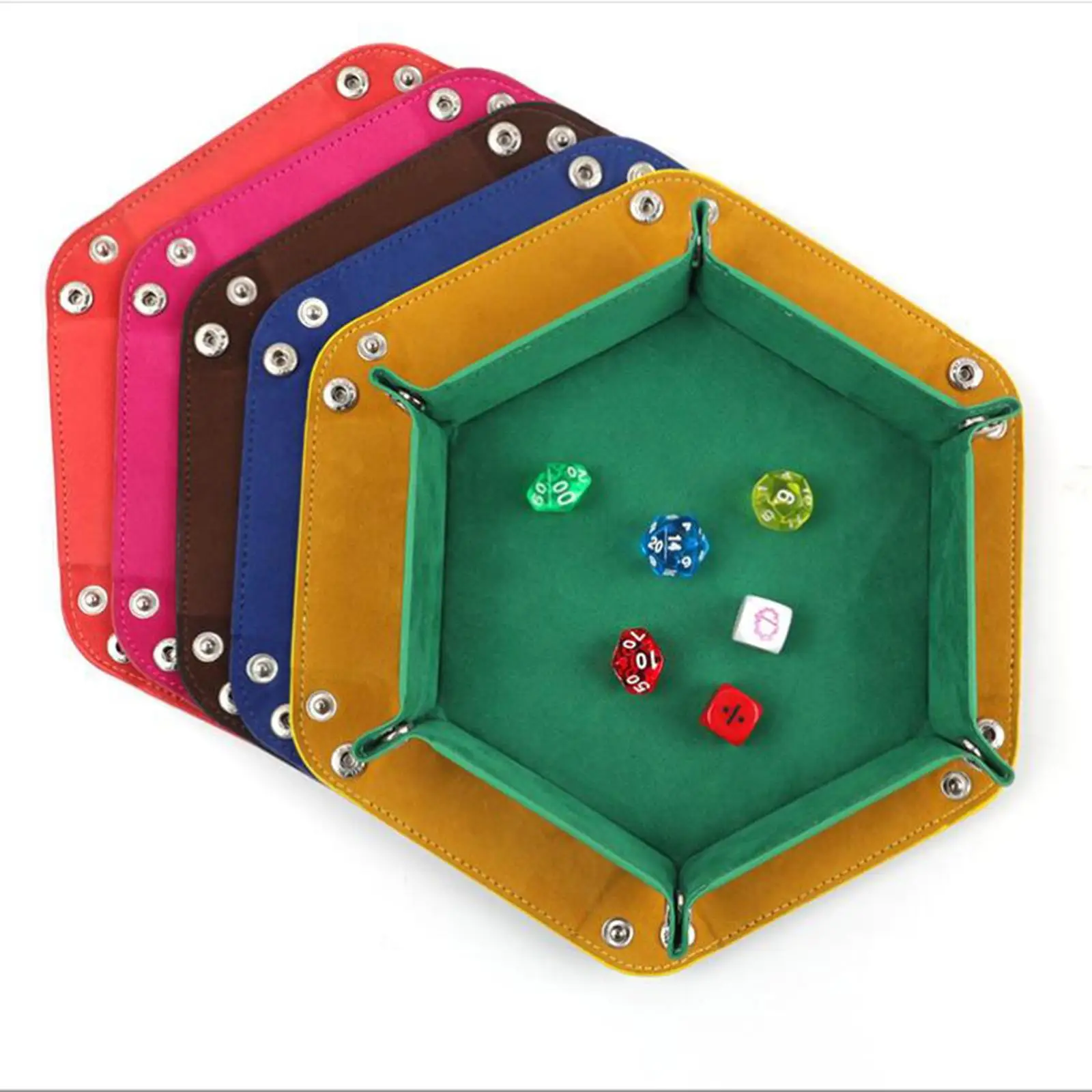  Foldable Dice Tray Holder PU Leather Velvet for Table Games Candies Earbuds Table Board Roleplaying Game Dice Holder Box 
