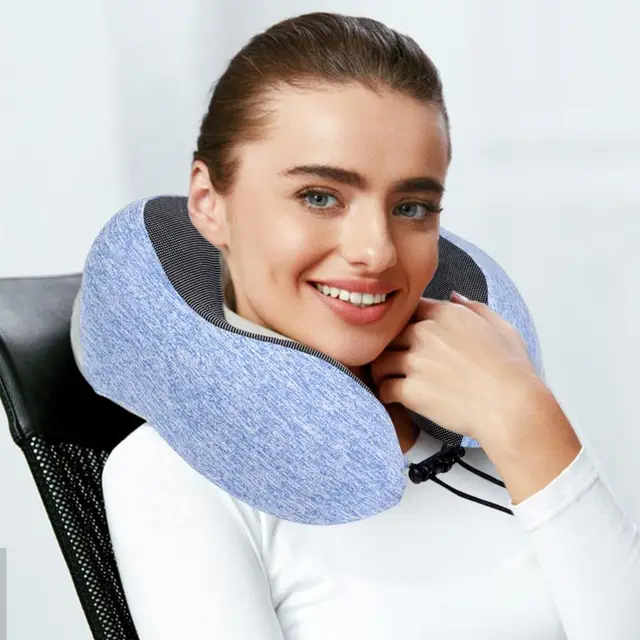 U-shaped Pillow Memory FoamTravel Pillow Neck Airplane Car Comfy Sleep  Health Care Ice Silk Pillow Pain Support Cervical - AliExpress