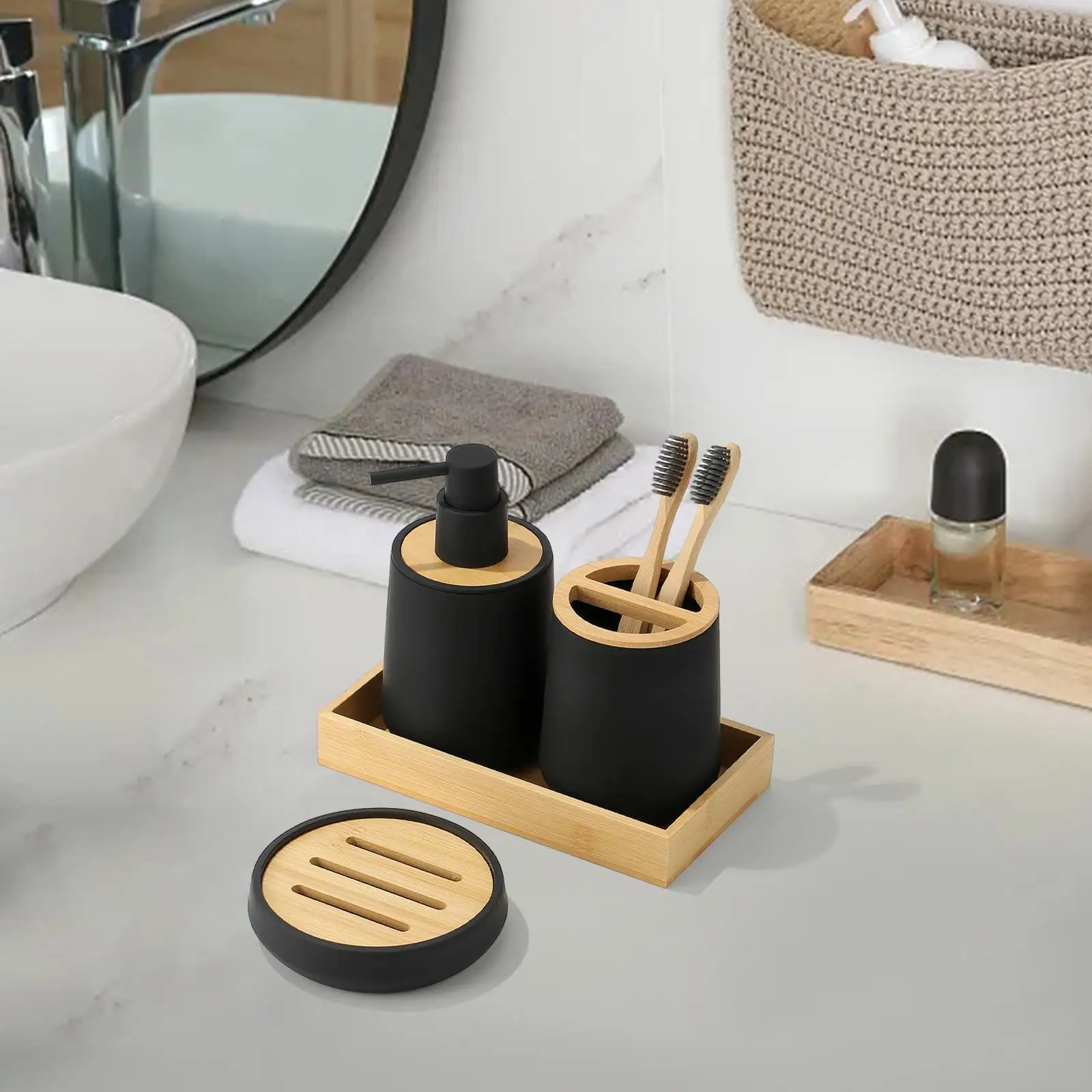 4Pcs Bathroom Accessories Set Vanity Decor for Homes, Office Stylish Design