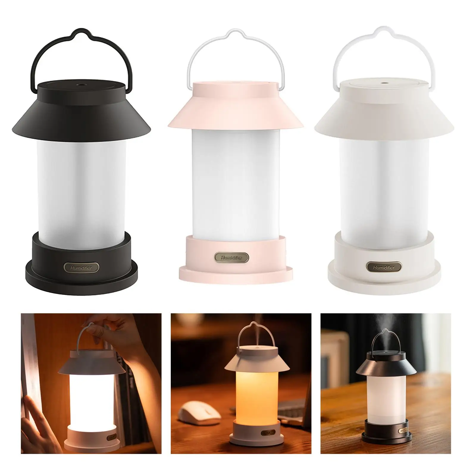 Mini Air Humidifier with 3 Color LED Lights 400ml with Handle Diffuser for