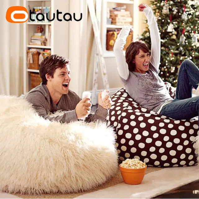 OTAUTAU Adults Kids Faux Leather Pouf Bean Bag Chair with Filler Puff Salon  Couch Armchair Comfy