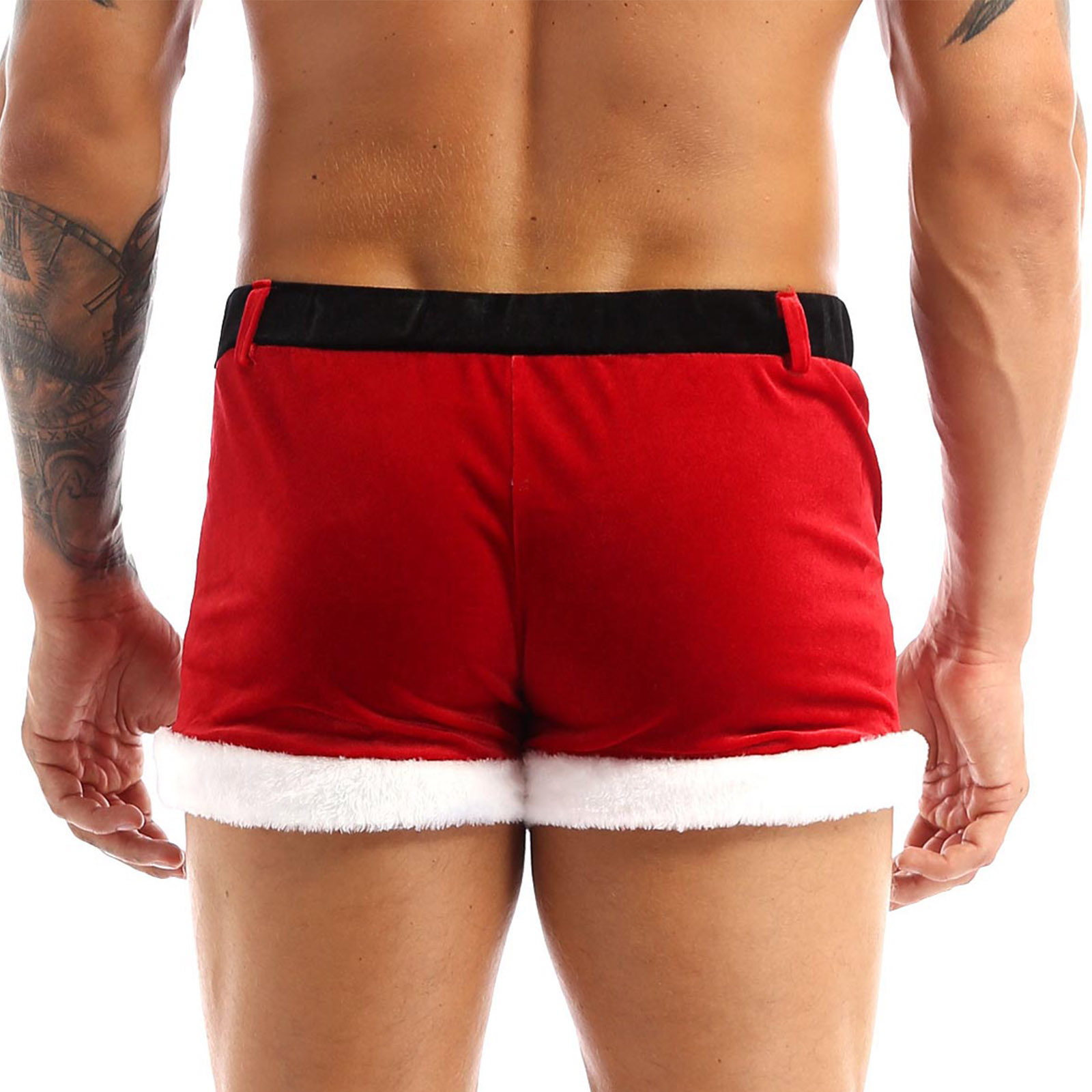 Männer Weihnachten Kostüm Sexy Dessous Set Elastischer Bund Santa Claus Boxer Briefs Shorts mit Hut Karneval Weihnachten Party Clubwear – Detail 35