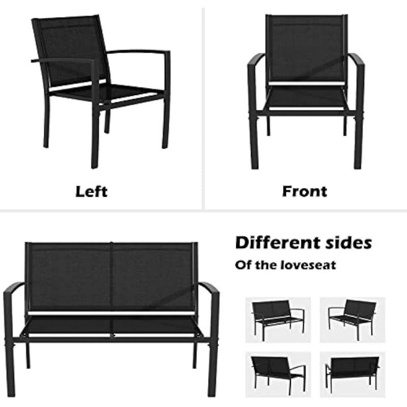 Title 6, Greesum 4 Pieces Patio Furniture Set, Outdoor C...