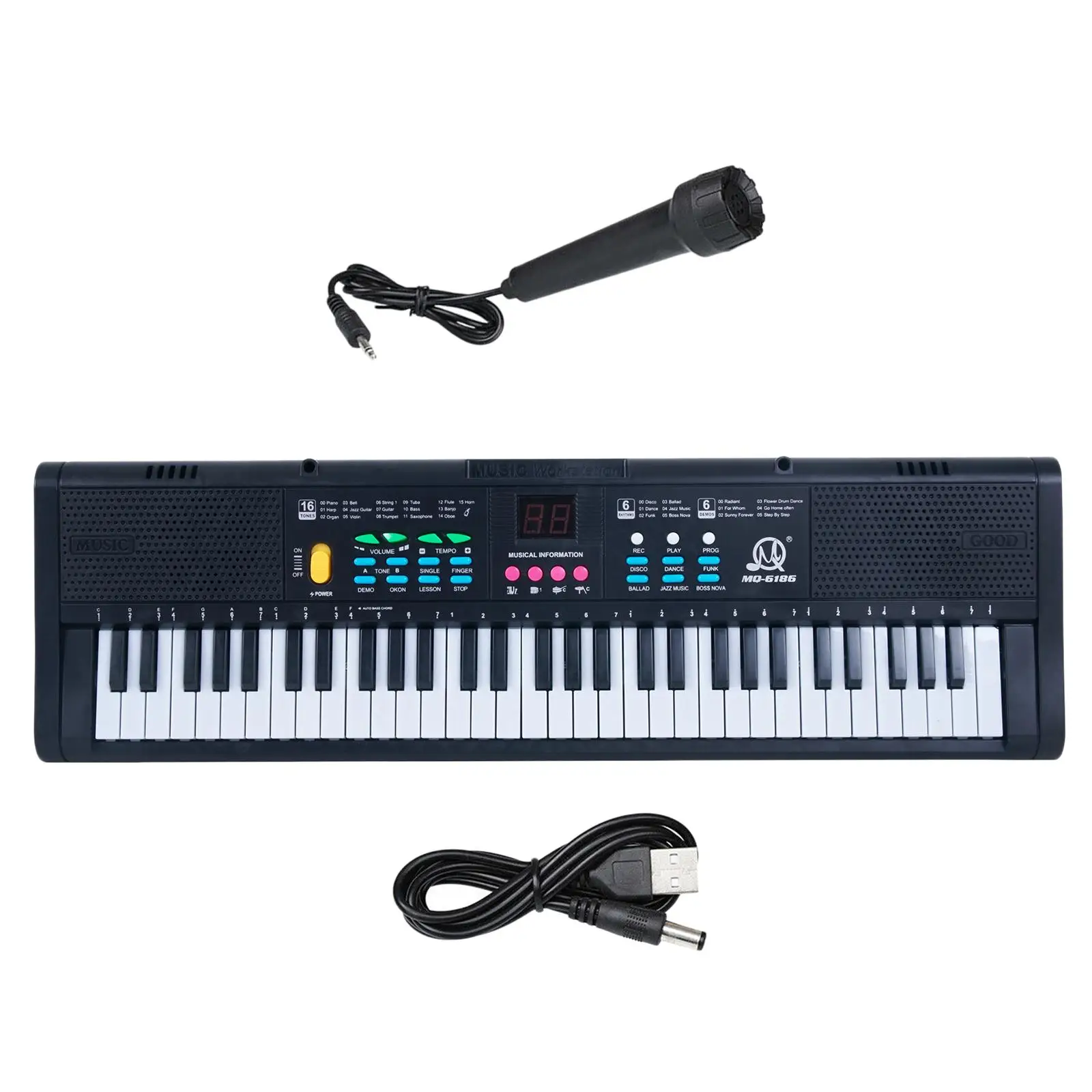 Multifunctional Keyboard Piano 61 Keys Portable Musical Microphone Practical Digital Music Piano Keyboard