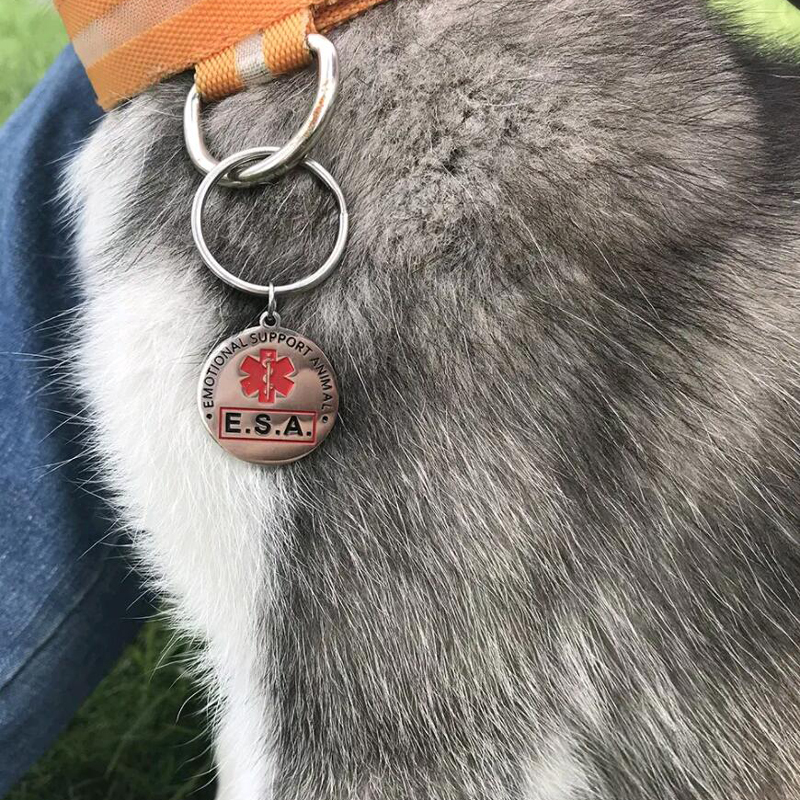 ESA Unterstützung Keychain Service Hund Tag Emotionale Unterstützung Tier mit Rot Medical Alert Symbol 1 zoll Schalter zu Halsbänder und weste Katze – Detail 2