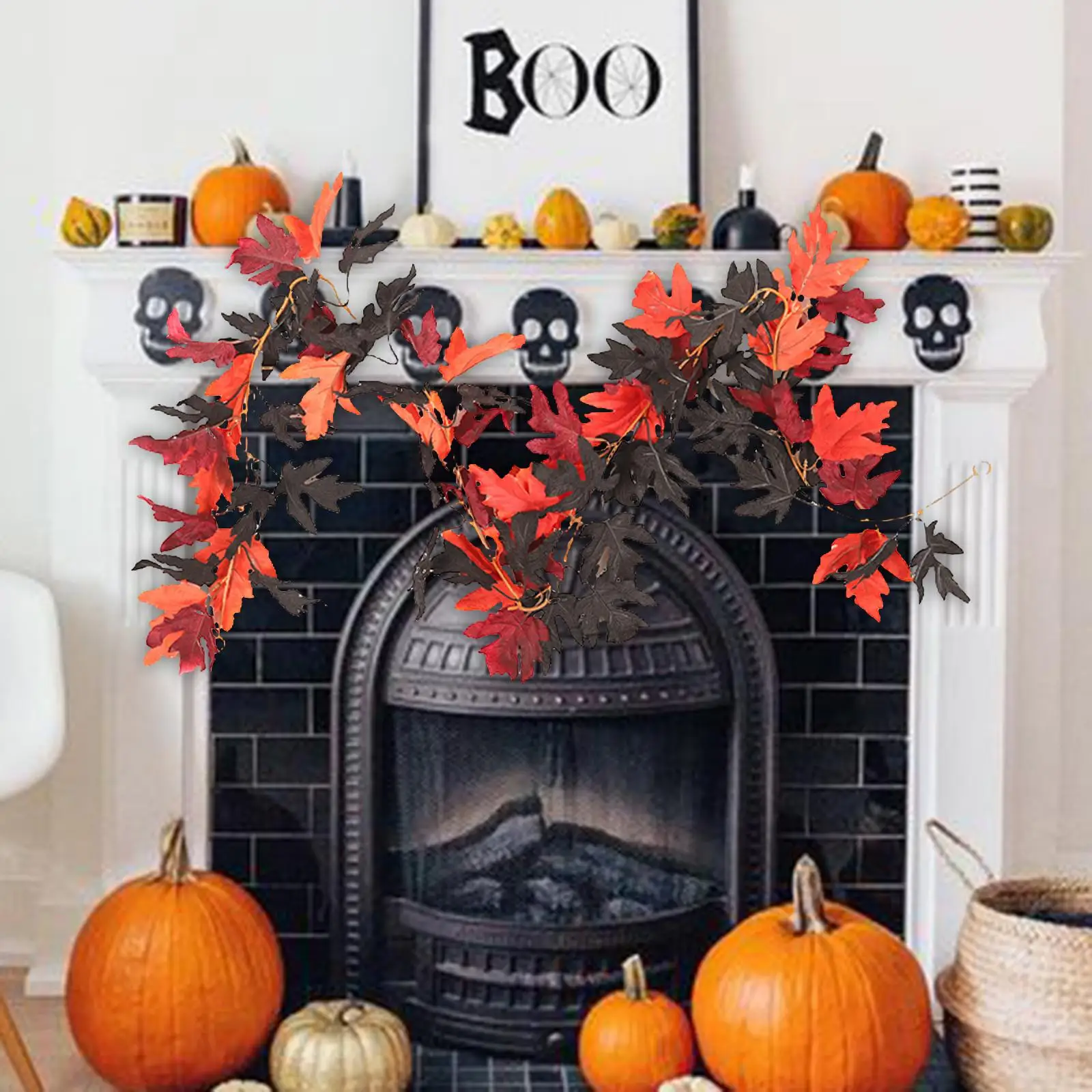Halloween Decorations Autumn Fall Garland Artificial Garland for Window Party Indoor Outdoor Stair Wedding