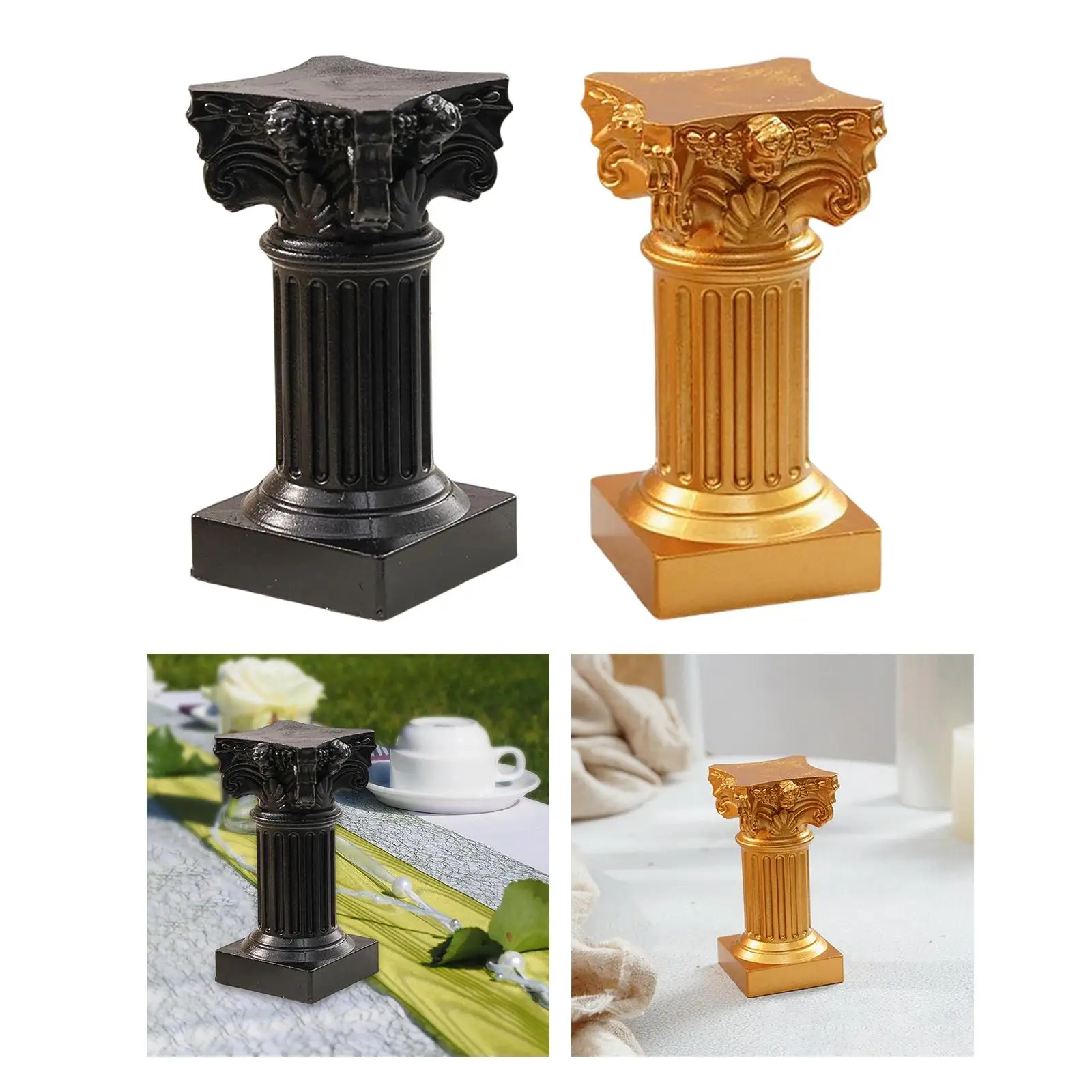 Roman Pillar Statue ABS Resin Pedestal Candlestick Candelabra Candle Holder Stand Figurine Sculpture Outdoor Garden Layout Decor