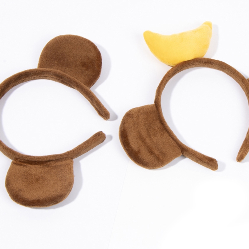 Cartoon Plüsch Stirnband Tier Muster Affe Ohren Haarband Banana Haar Hoop Halloween Weihnachten Requisiten Thema Kostüm F3MD – Detail 3